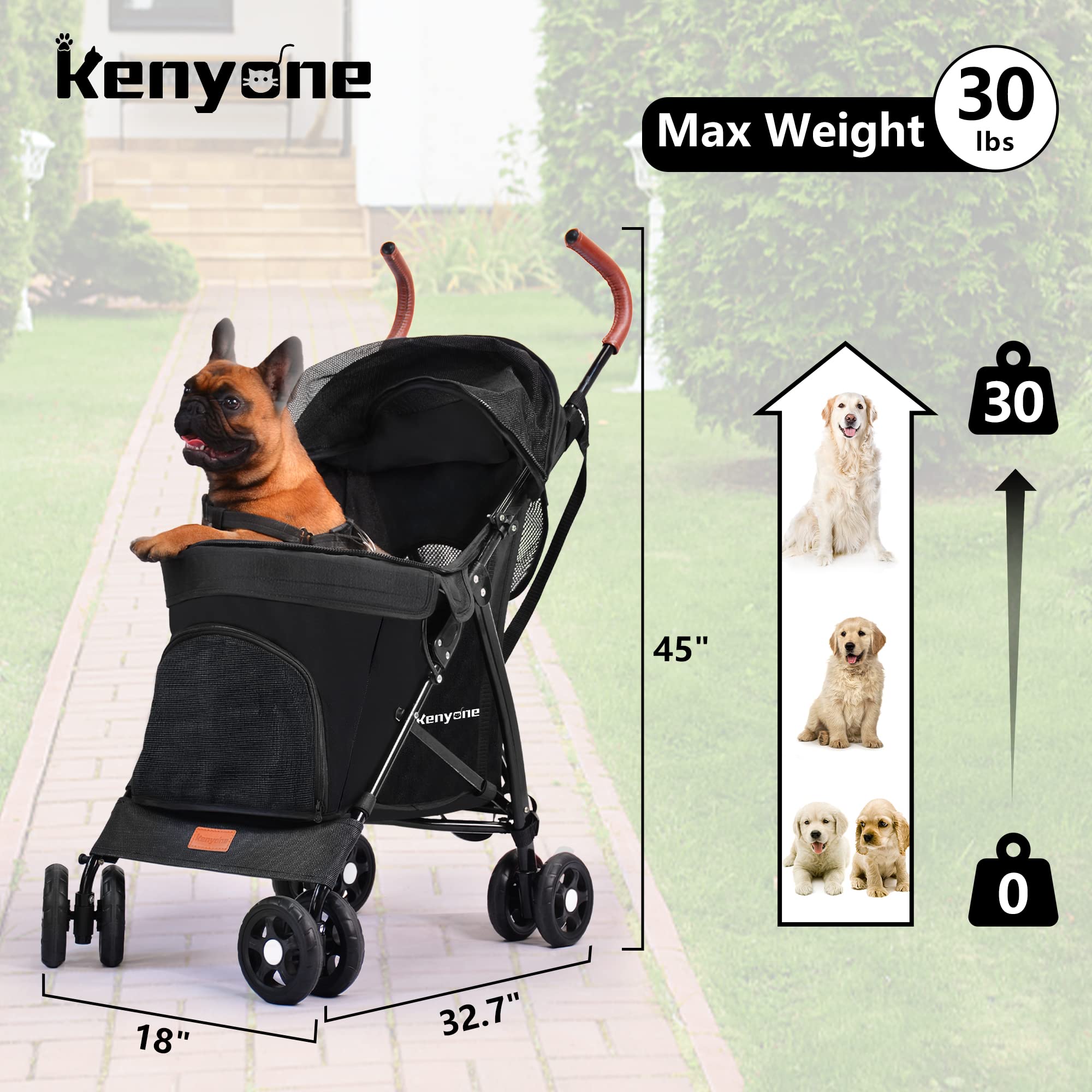 calipari dog stroller No-Zip Entry: 3-in-1 Pet Stroller for Small Medium Dogs Puppy Cat Stro – Kenyone Pet Stroller