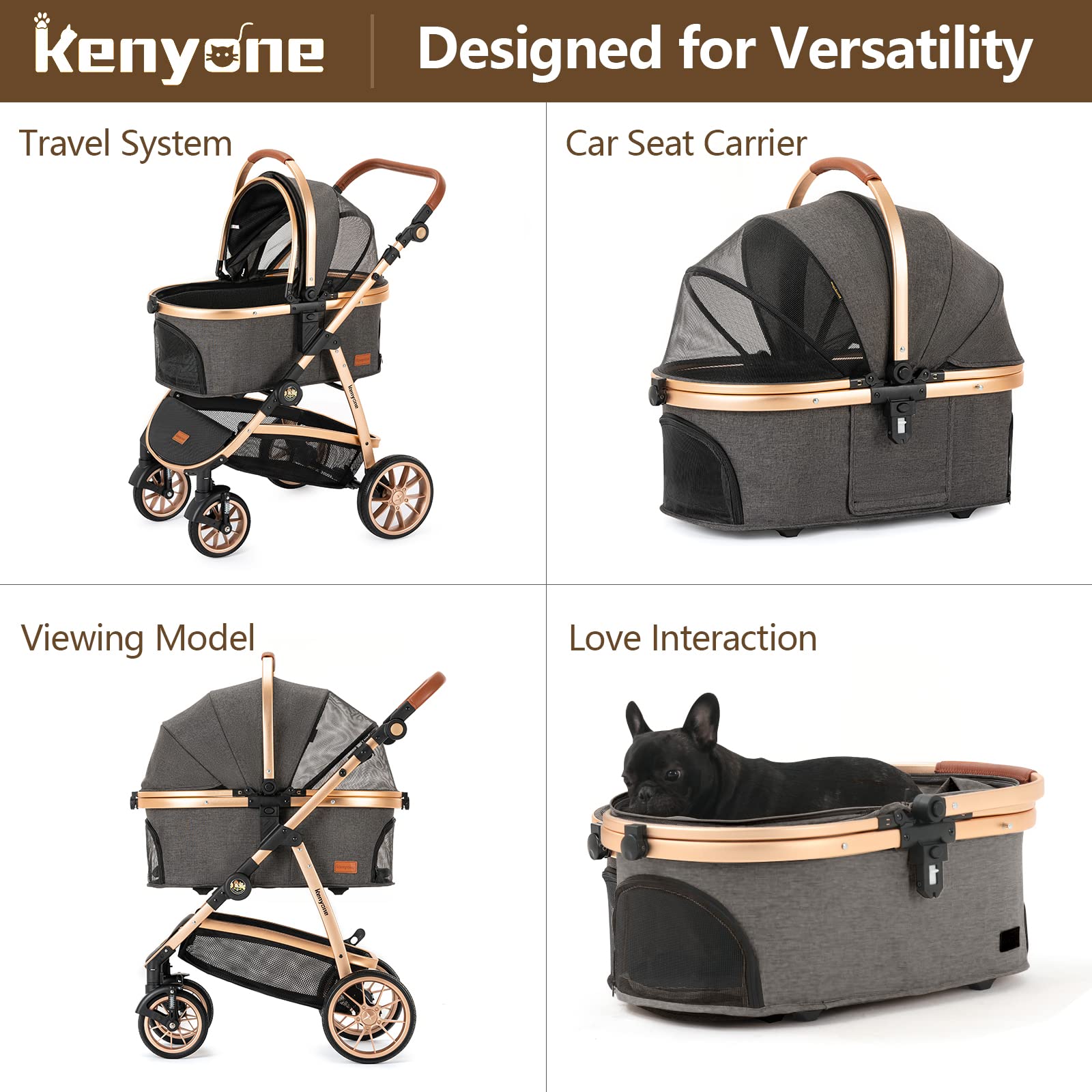 kenyone dog stroller 2023 Latest 3 in 1 Kenyone Foldable & Durable Pet Stroller – Kenyone Pet Stroller