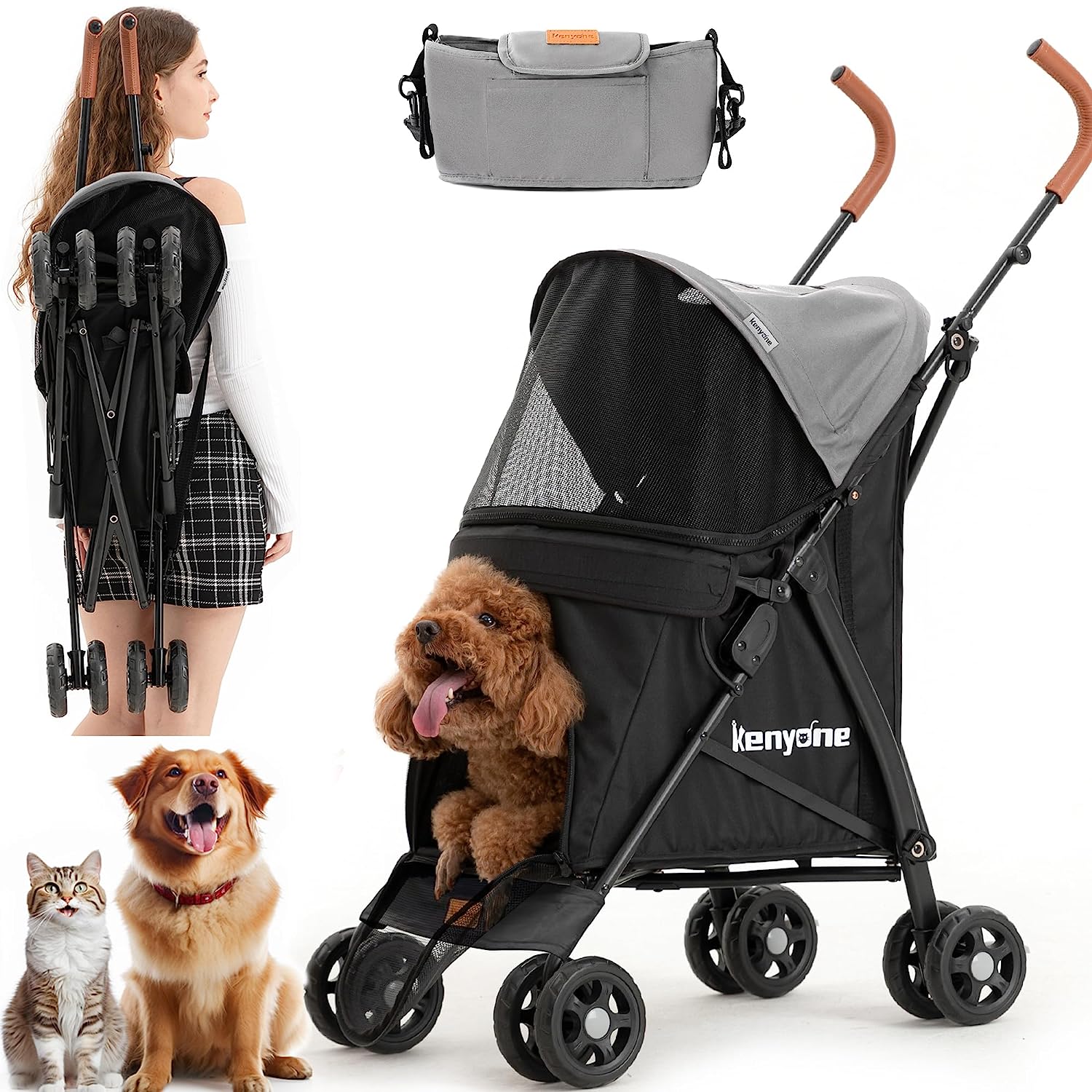 dog stroller for great dane Pet Stroller for Small Cats, Dogs – Safe & Convenient